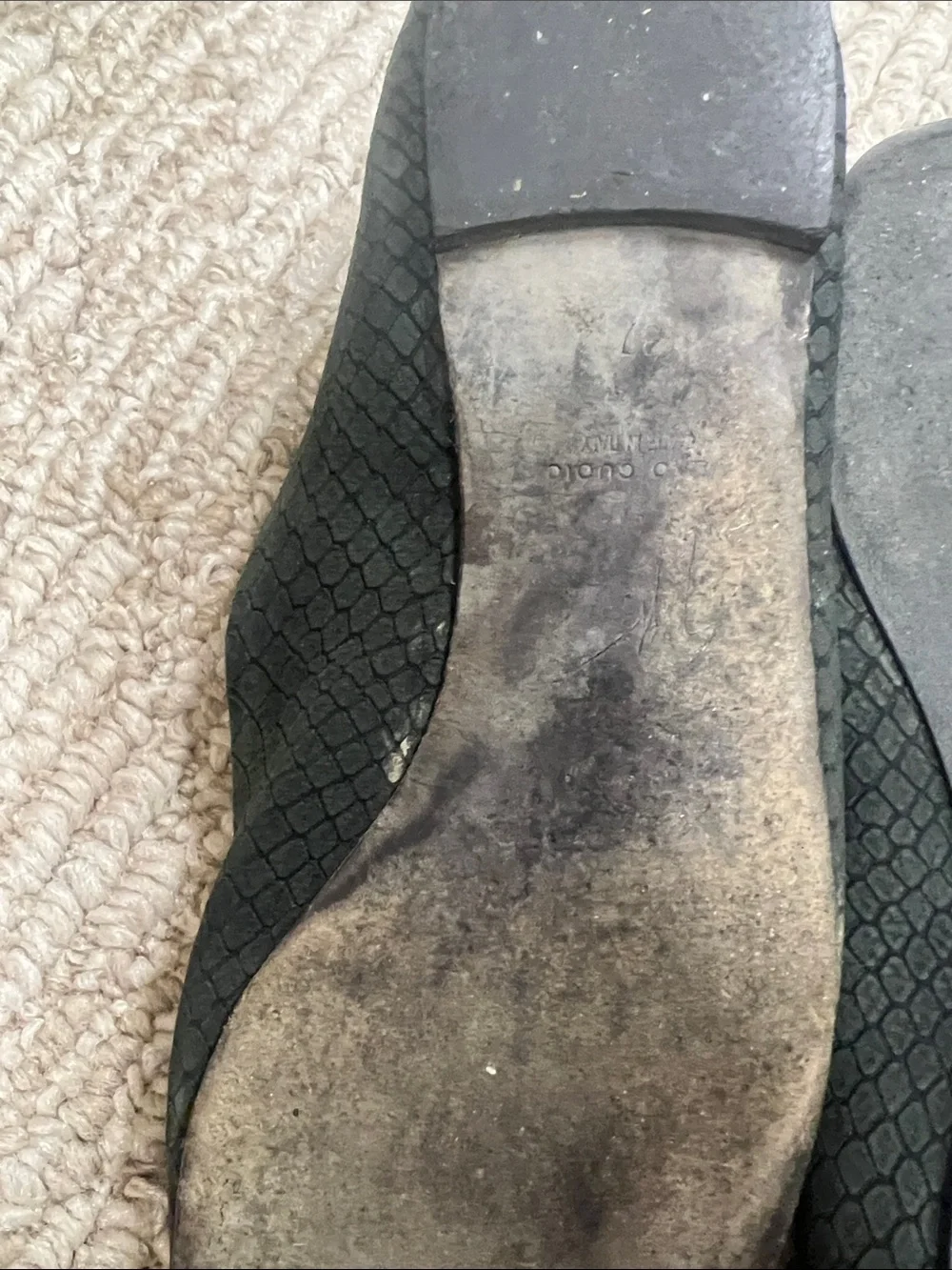 Giuseppe Zanotti Dark Green Textured Leather Ballet Flats